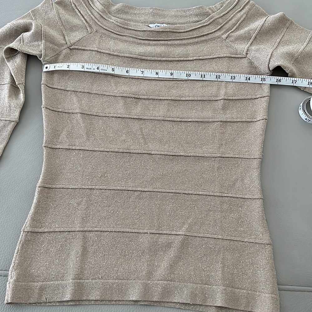 Cache Metallic Gold Sparkle Top Size Xs - image 2